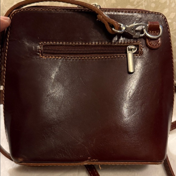 Vera Pelle Giorgio Costa Brown Leather Crossbody Bag - Picture 6 of 14